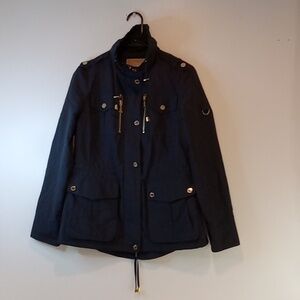 Michael Kors Full Zip Button Jacket Winter Coat Color Navy Blue Women's Sz Small